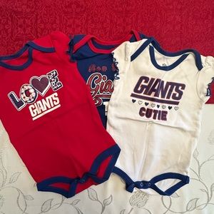 NFL Apparel NY Giants Baby Girl Onesies 12M Bundle